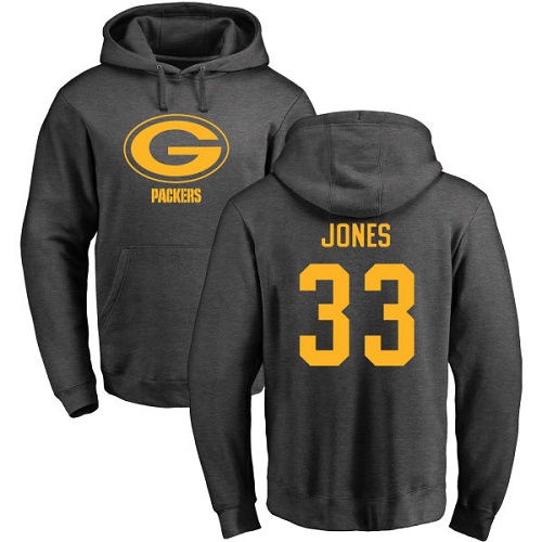Men Green Bay Packers Ash #33 Jones Aaron One Color Nike NFL Pullover Hoodie Sweatshirts->nfl t-shirts->Sports Accessory